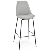 Grey fabric bar stool 'ALOE' with metal leg