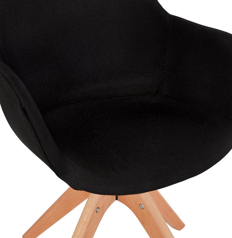 Armchair 'AMOS' in black fabric and legs in natural wood Armchair 'AMOS' in black fabric and legs in natural wood