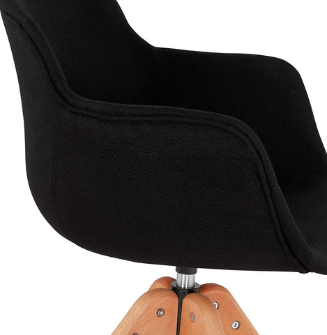 Armchair 'AMOS' in black fabric and legs in natural wood Armchair 'AMOS' in black fabric and legs in natural wood