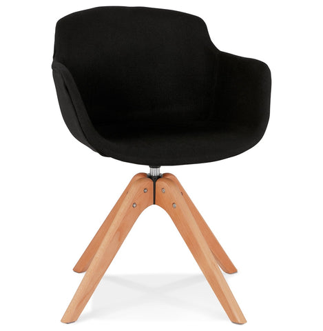Armchair 'AMOS' in black fabric and legs in natural wood Armchair 'AMOS' in black fabric and legs in natural wood