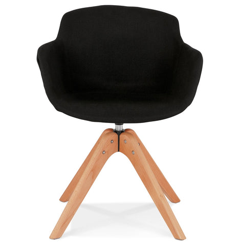 Armchair 'AMOS' in black fabric and legs in natural wood Armchair 'AMOS' in black fabric and legs in natural wood