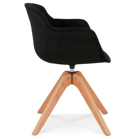 Armchair 'AMOS' in black fabric and legs in natural wood Armchair 'AMOS' in black fabric and legs in natural wood