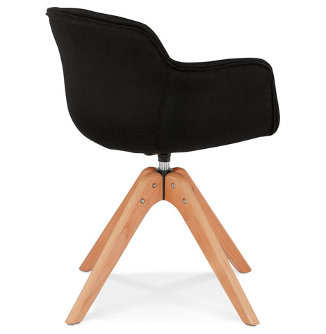 Armchair 'AMOS' in black fabric and legs in natural wood Armchair 'AMOS' in black fabric and legs in natural wood