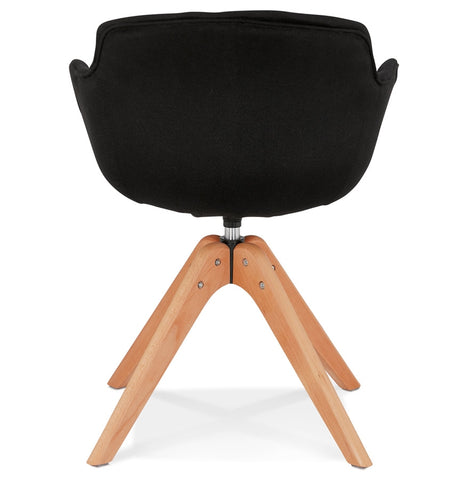 Armchair 'AMOS' in black fabric and legs in natural wood Armchair 'AMOS' in black fabric and legs in natural wood