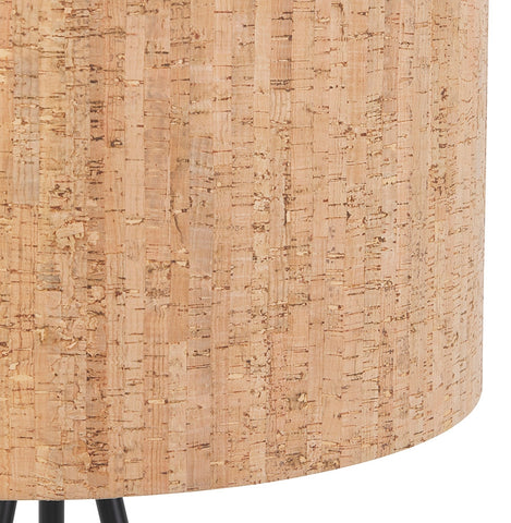 Tripod floor lamp 'ANTONIO' with cork lampshade and 3 black metal legs Tripod floor lamp 'ANTONIO' with cork lampshade and 3 black metal legs