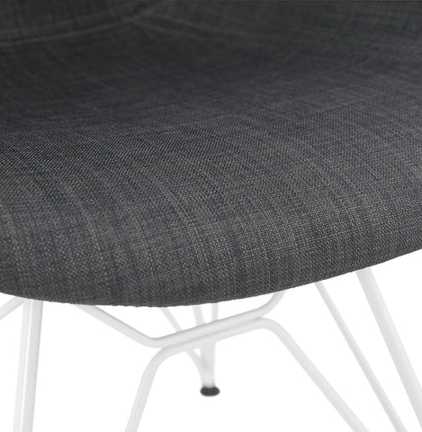 Modern chair 'ATOL' in dark gray fabric with chromed metal feet Modern chair 'ATOL' in dark gray fabric with chromed metal feet