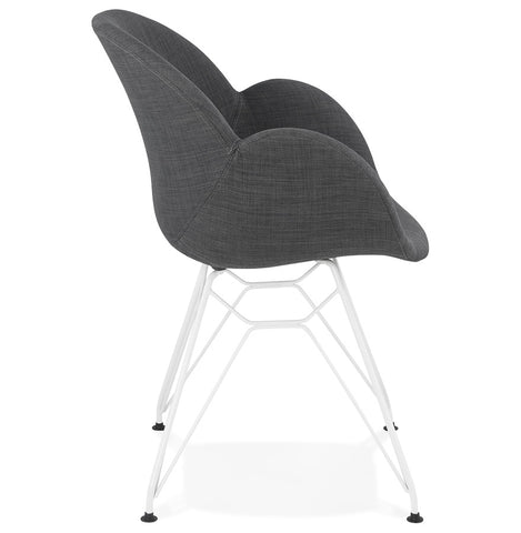 Modern chair 'ATOL' in dark gray fabric with chromed metal feet Modern chair 'ATOL' in dark gray fabric with chromed metal feet
