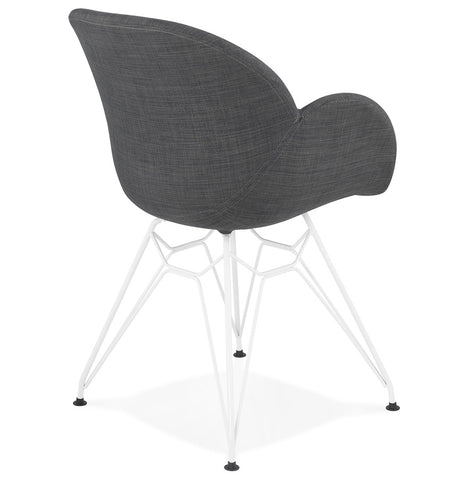 Modern chair 'ATOL' in dark gray fabric with chromed metal feet Modern chair 'ATOL' in dark gray fabric with chromed metal feet