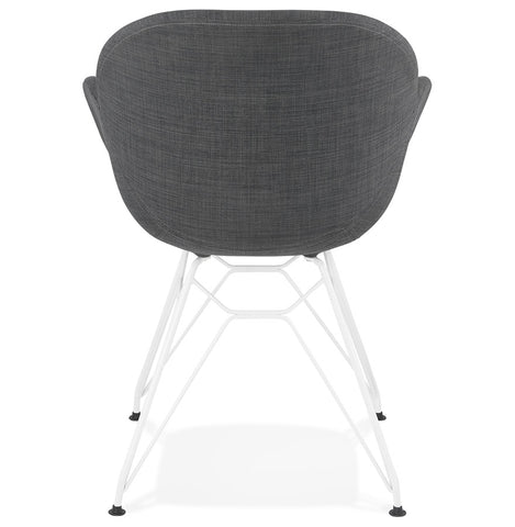 Modern chair 'ATOL' in dark gray fabric with chromed metal feet Modern chair 'ATOL' in dark gray fabric with chromed metal feet
