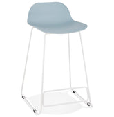 Mid-height stool 'BABYLOS MINI' in blue with white metal legs