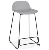Mid-height stool 'BABYLOS MINI' gray industrial style with black metal feet