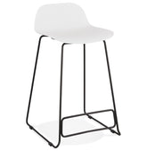 Mid-height stool 'BABYLOS MINI' white industrial style with black metal feet