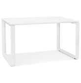 Small straight design desk table 'BAKUS' in white wood and metal - 120x60 cm