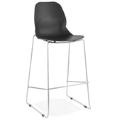 Stackable design bar stool 'BERLIN' black with base in chromed metal