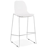 Stackable design bar stool 'BERLIN' white with base in chromed metal