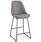 BULLY MINI' semi-high stool in grey velvet with black metal legs