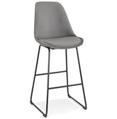 Stool 'BULLY' in grey velvet with black metal legs