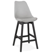 Mid-height stool 'CAMILA MINI' gray with leg in black wood