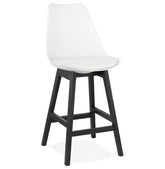 Mid-height stool 'CAMILA MINI' in white with legs in black wood
