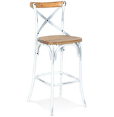 Wooden bar stool with weathered walnut effect 'COTTAGE'