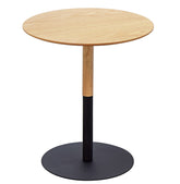 Round side table 'DILA H45' in natural wood finish and black metal