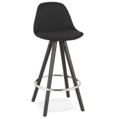 Mid-height design stool 'DANI MINI' in black fabric and wood