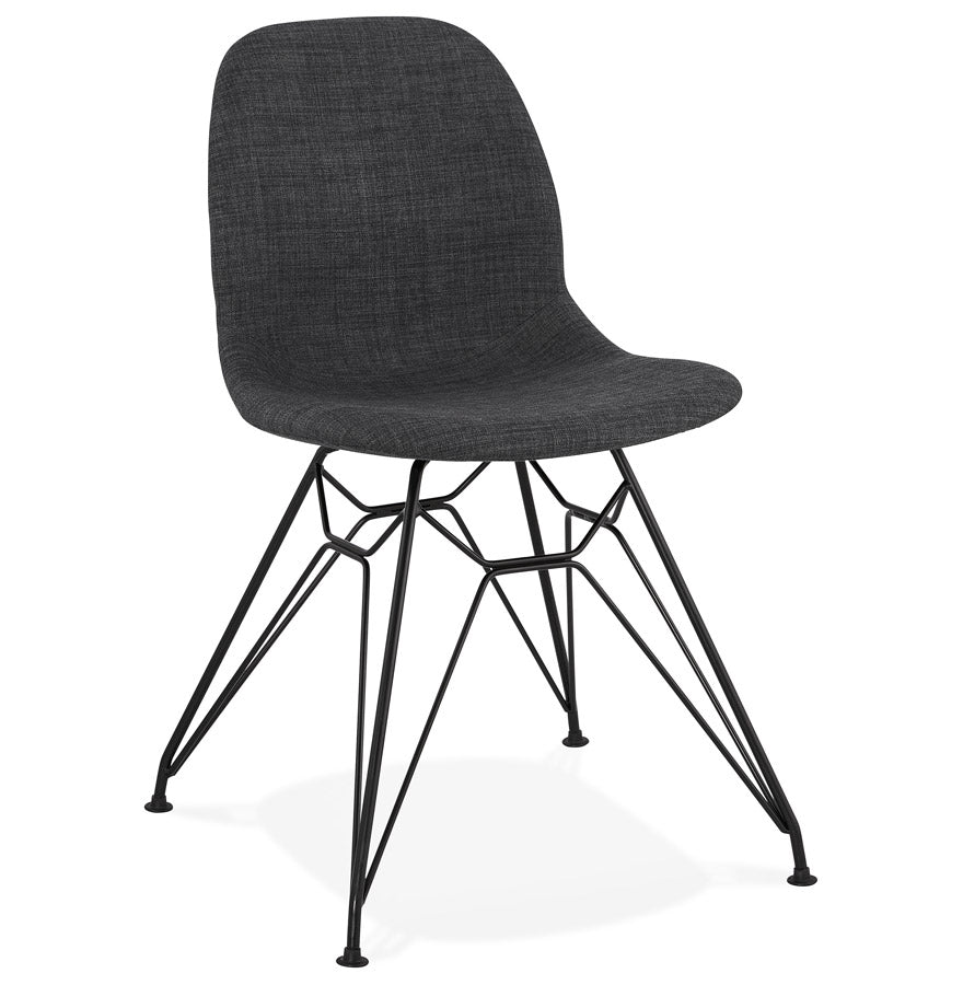 Design chair 'DECLIK' dark grey with black metal legs