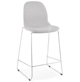 Stackable half-high barstool 'FAKIR MINI' in light grey fabric and base in chromed metal