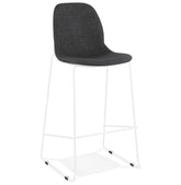 Stackable barstool 'FAKIR' in dark grey fabric and white metal base