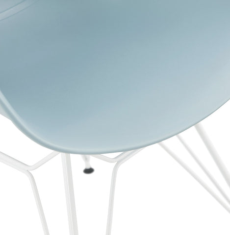Modern chair 'FIDJI' blue with white metal legs Modern chair 'FIDJI' blue with white metal legs