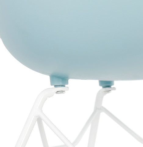 Modern chair 'FIDJI' blue with white metal legs Modern chair 'FIDJI' blue with white metal legs