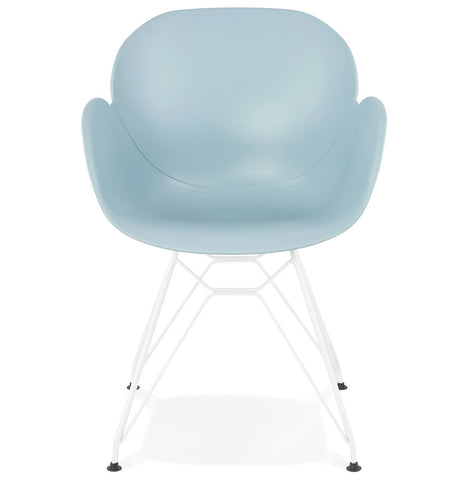 Modern chair 'FIDJI' blue with white metal legs Modern chair 'FIDJI' blue with white metal legs