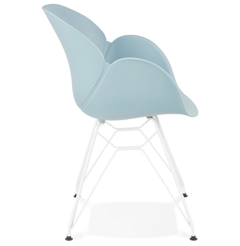 Modern chair 'FIDJI' blue with white metal legs Modern chair 'FIDJI' blue with white metal legs