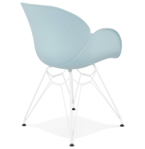 Modern chair 'FIDJI' blue with white metal legs Modern chair 'FIDJI' blue with white metal legs