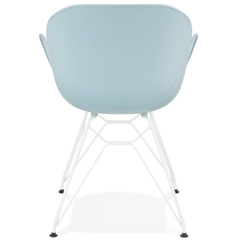 Modern chair 'FIDJI' blue with white metal legs Modern chair 'FIDJI' blue with white metal legs