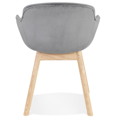 Gray velvet chair 'FRIDA' with armrests and legs of natural wood Gray velvet chair 'FRIDA' with armrests and legs of natural wood