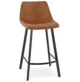 Mid-height bar stool 'FUJI MINI' in brown microfiber with black metal base