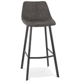 Barstool 'FUJI' in dark grey microfiber with black metal legs