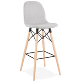 Design bar stool 'GALACTIK' in light grey fabric and Scandinavian style