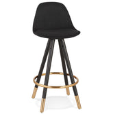 Mid-height 'GATO MINI' design stool in black fabric and wood