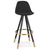 Vintage bar stool 'GATO' in black fabric and wood
