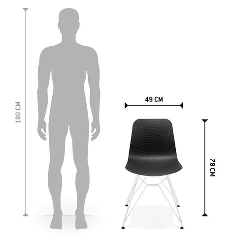 Modern chair 'GAUDY' black with white metal legs Modern chair 'GAUDY' black with white metal legs