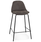Mid-height stool 'GIRON MINI' in dark gray microfiber with black metal legs