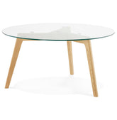 Low round coffee table 'GLAZY' in glass