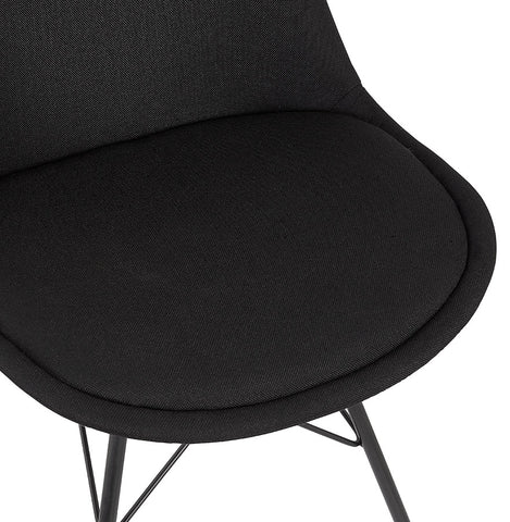 Design stoel 'INDIA' in zwarte stof met zwart metalen poten Design stoel 'INDIA' in zwarte stof met zwart metalen poten