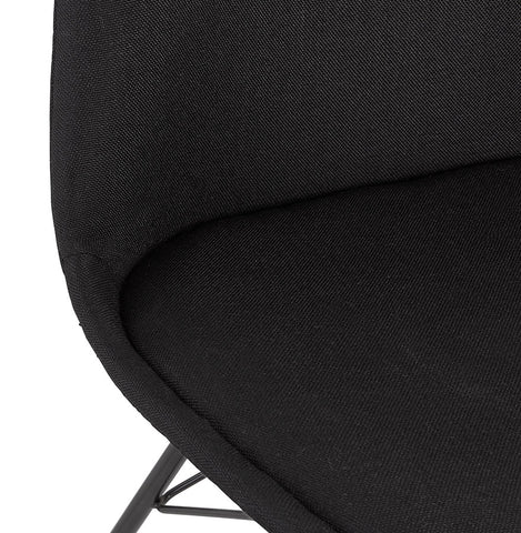 Design stoel 'INDIA' in zwarte stof met zwart metalen poten Design stoel 'INDIA' in zwarte stof met zwart metalen poten