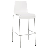 High stool 'KWATRO' in white painted wood on 4 legs stackable