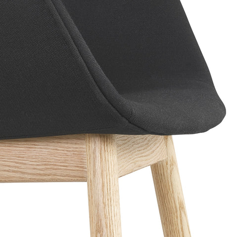 Armchair 'LAMBIC' in black fabric and legs in natural wood Armchair 'LAMBIC' in black fabric and legs in natural wood