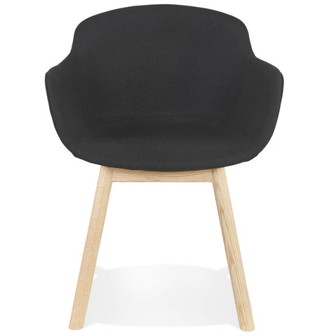Armchair 'LAMBIC' in black fabric and legs in natural wood Armchair 'LAMBIC' in black fabric and legs in natural wood