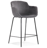 Mid-height bar stool 'LARISSA MINI' in grey velvet
